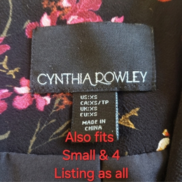 Cynthia Rowley Vintage Blazer Floral Black / Red - Picture 7 of 14